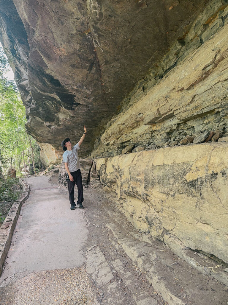 Rock overhang protecting prehistoric paintings from rain