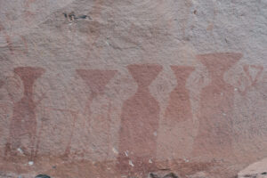 Prehistoric rock art at Pha Taem cliff wall